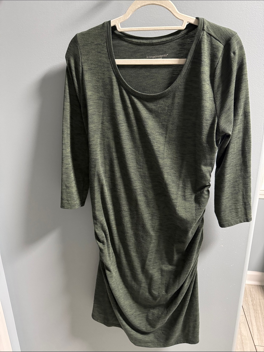 Classic Scoop-Neck Olive Green Maternity Dress